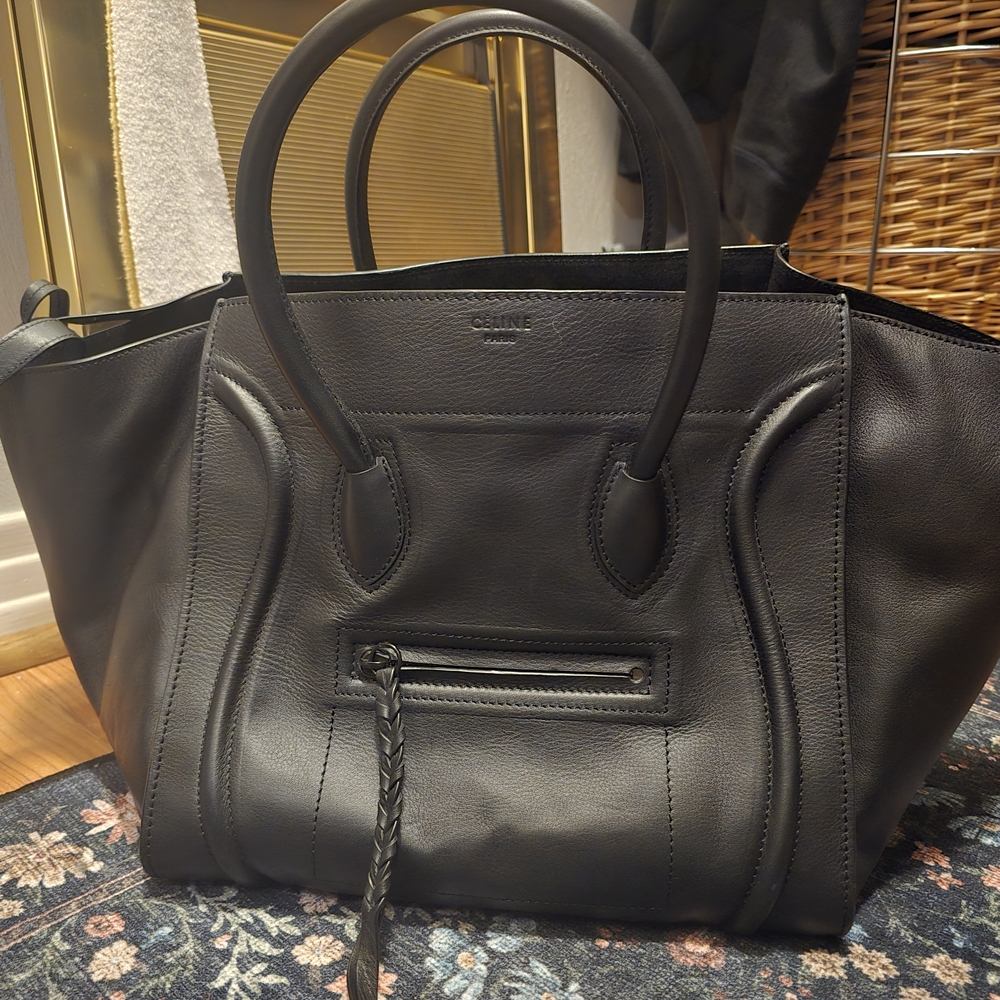 Celine STYLE Black Leather Tote Bag